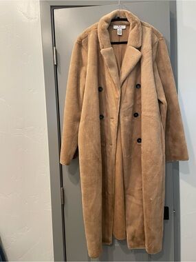 Magaschoni Camel Faux-Fur Long Coat